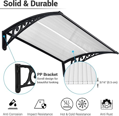 Miniatura 7 de Yescom Toldo para ventana de puerta de 40 x 40 pulgadas, cubierta de lluvia con protección UV, hoja hueca para exteriores, paquete de 2