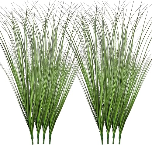 FOIMAS 12 plantas de césped artificial, 19.68 pulgadas, arbustos sintéticos, tallos verdes de trigo para decoración del hogar en interiores y