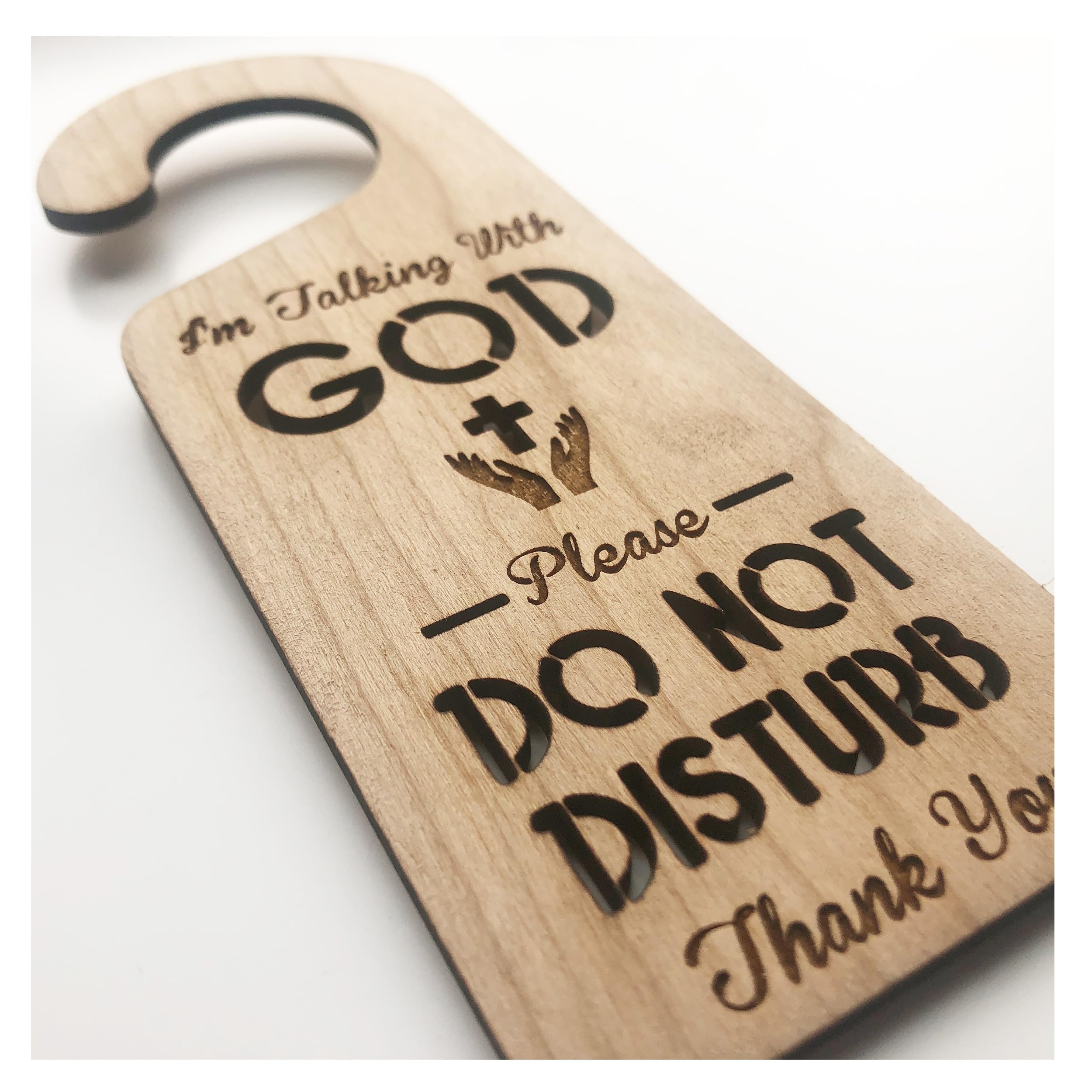 Lovethis** Cherry Prayer In Progress - Spending Time With Jesus - Talking To God - Please Do Not Disturb Hanging Sign Made From Wood Laser Engraved