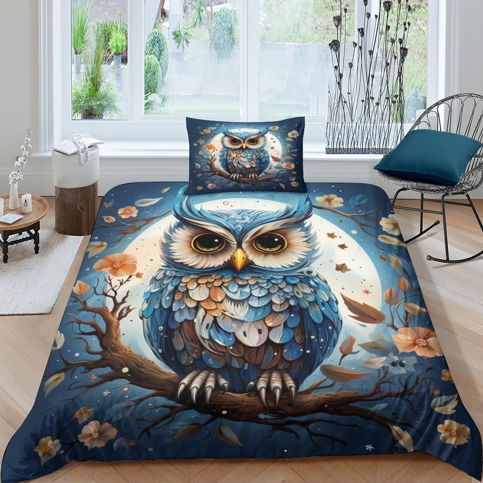 Funda nórdica 135x200cm microfibra juego de cama infantil gufo con estampado animal 3D