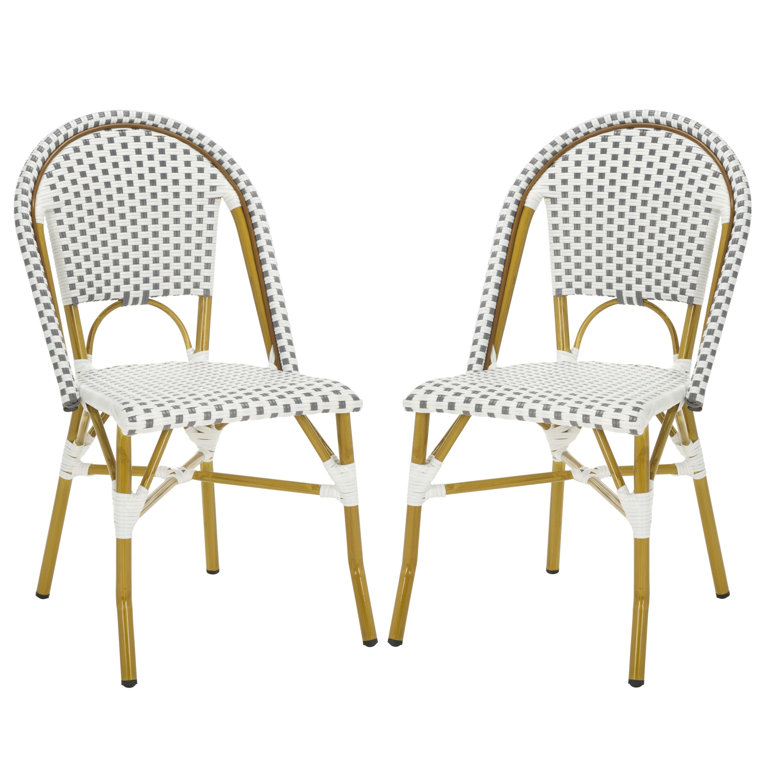 Safavieh Home Collection Hooper Indoor-Outdoor Stacking Side Chairs | Grey & White | Set of 2