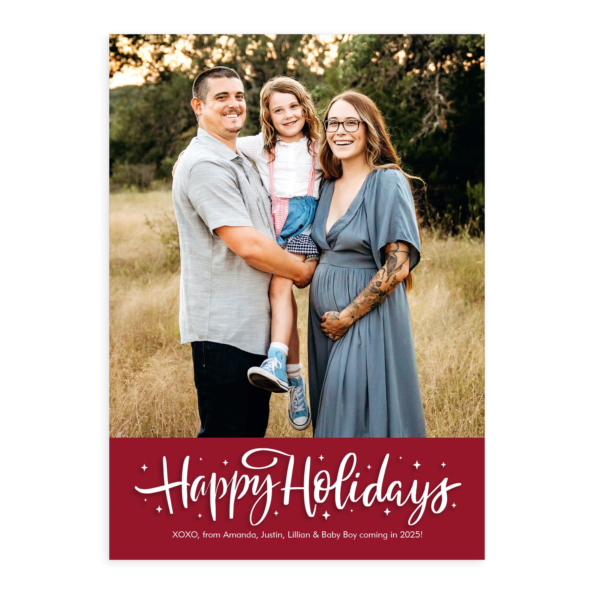 Let's Make Memories Personalized Photo Christmas Cards with Envelopes - Premium Quality - 5x7-2025 Holiday Cards & White Envelopes - Sparkling Script
