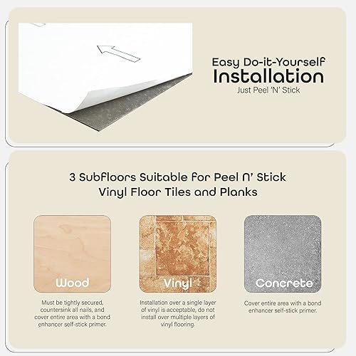 Miniatura 142 de Achim Home Decor - Azulejos de vinilo autoadhesivos retro de 12 pulgadas, 20 azulejos de 12 x 12 pulgadas, patrón de borde, despegar y pegar, suelo