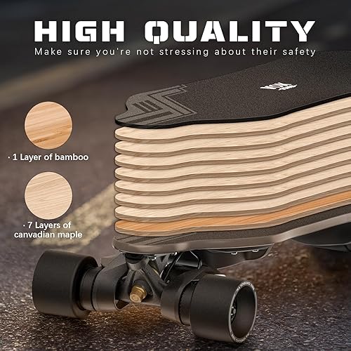 Miniatura 6 de VOKBOARD Monopatín eléctrico con control remoto  Motores de correa dobles de 1200 W, velocidad máxima rápida de 30 mph, alcance de 20 millas de