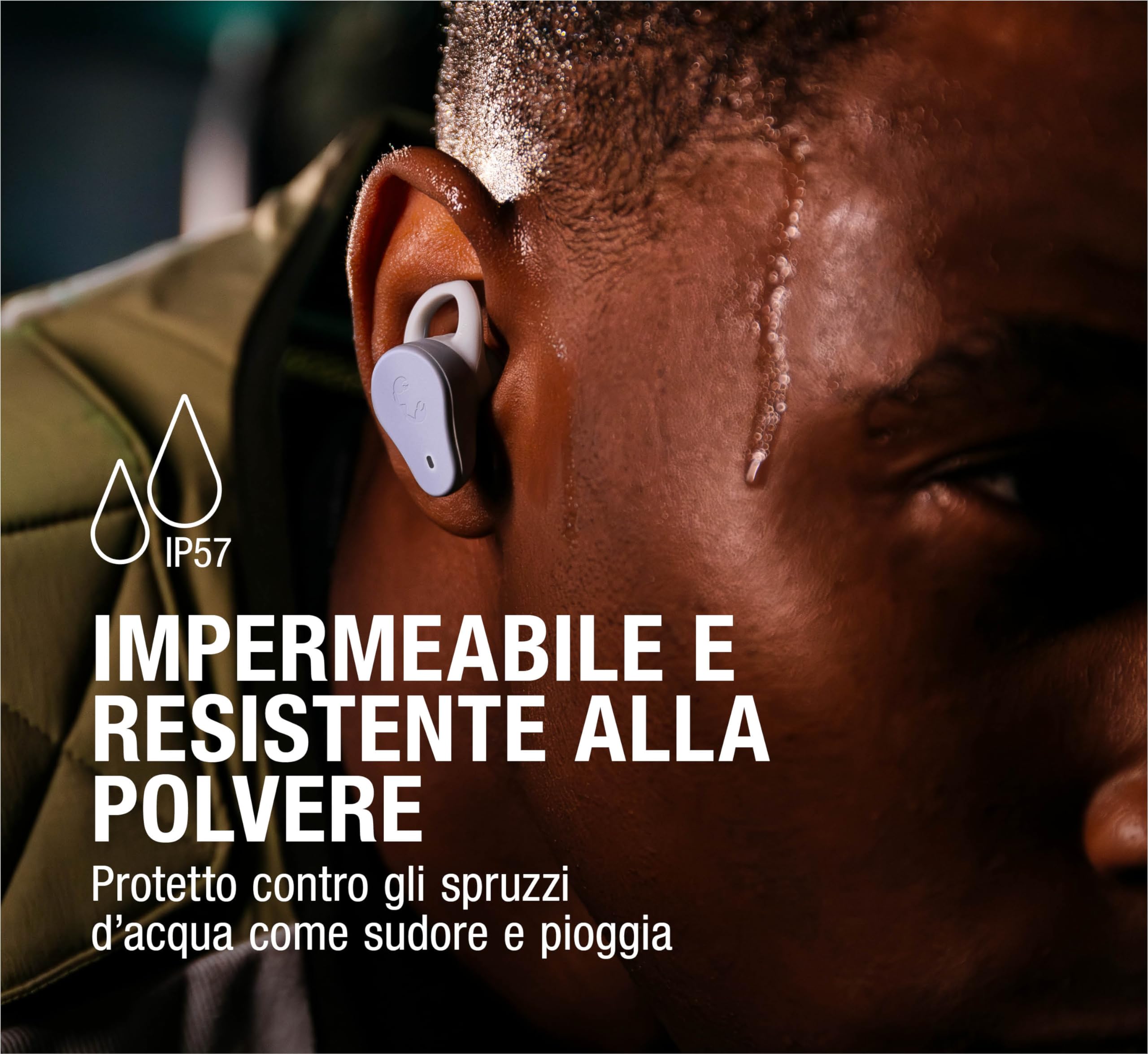 Fresh 'n Rebel Twins Rush, Cuffie Bluetooth Sportive In-Ear con Cancellazione Attiva del Rumore Ibrida, IP57 Polvere e Impermeabile, Microfono Incorporato, Controllo a Pulsante (Steel Blue)
