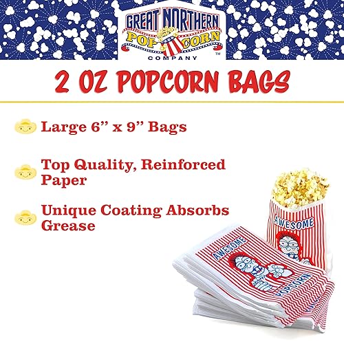 Miniatura 6 de Great Northern Popcorn - Paquetes de palomitas de maíz de 2.5 onzas y 100 bolsas de palomitas de maíz  80 paquetes de granos todo en uno, sal y