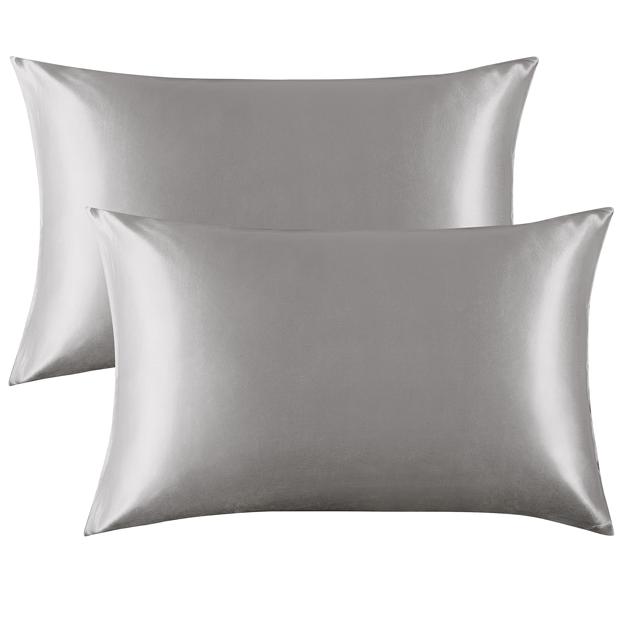 FLXXIE 2 Pack 14 x 20 Inch Satin Toddler Pillowcases, Grey