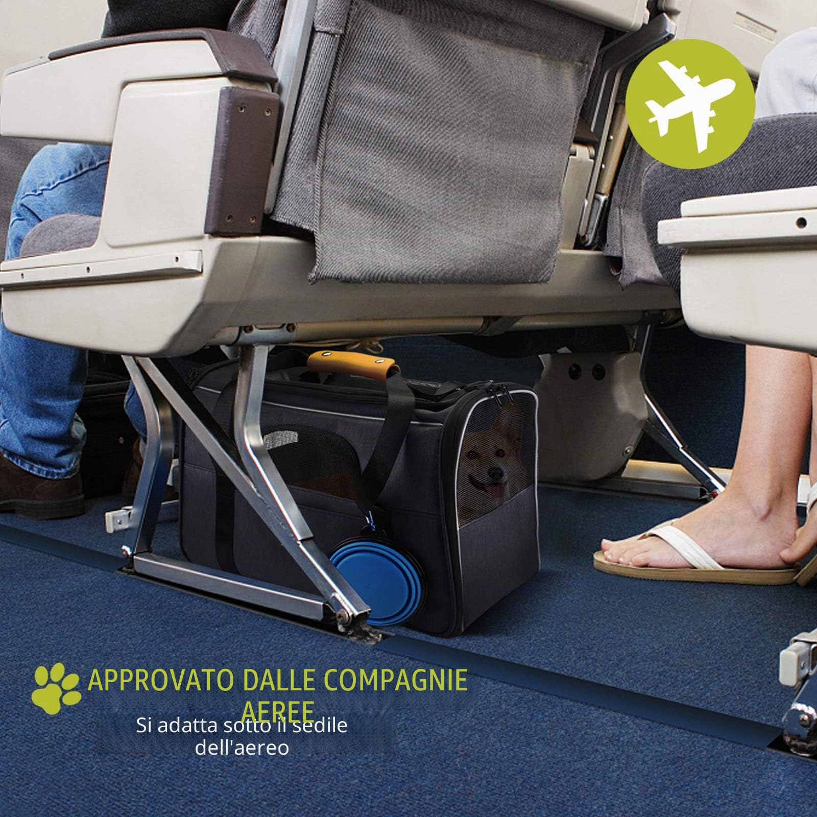 Trasportino per Cani e Gatti, Morpilot Gabbietta Morbida per Animali Domestici, Borsa portabile o a Tracolla in Tessuto da Trasporto Confortevole, Borsa Ripiegabile Viaggio Sull' Aereo