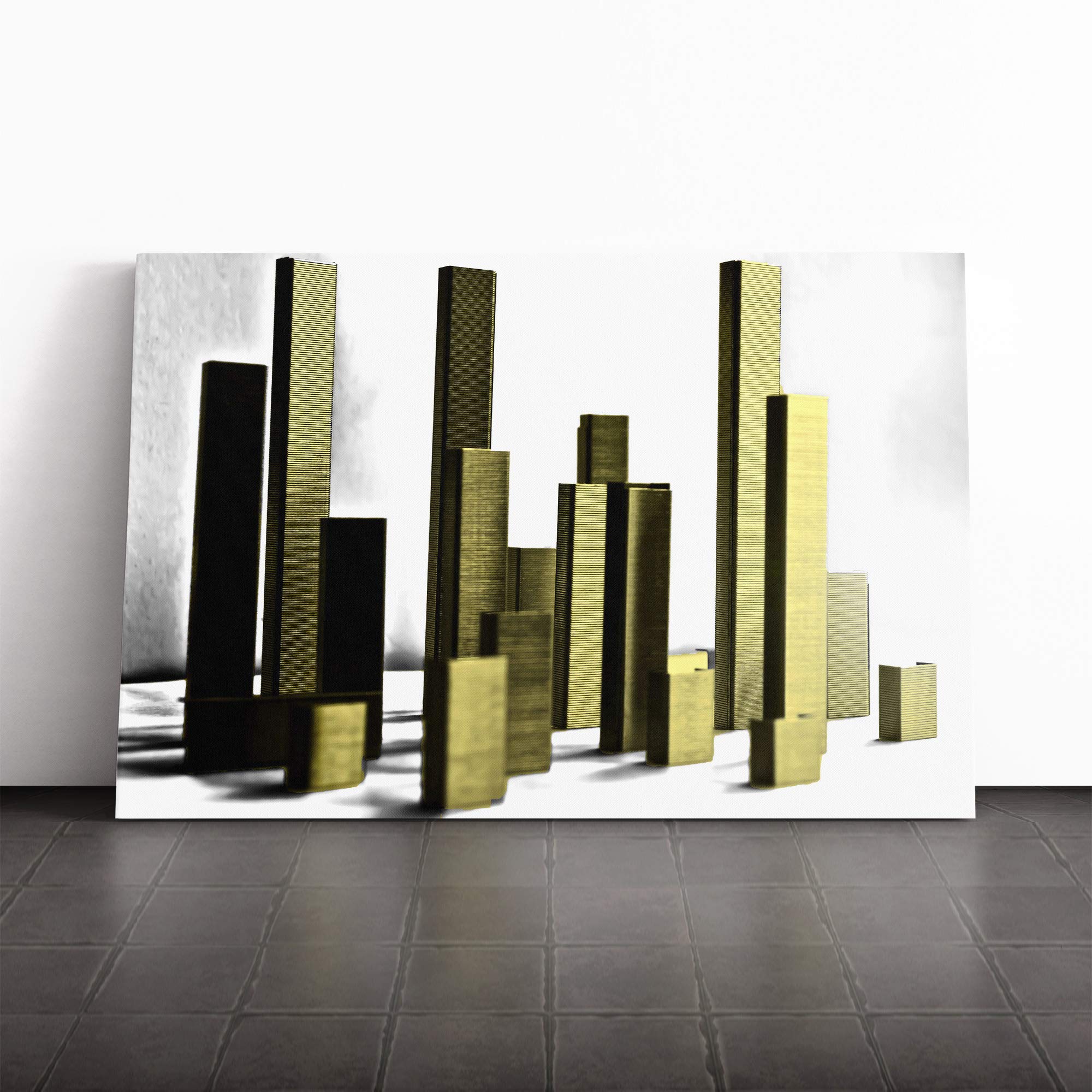 City Skyline Abstract (2) Canvas Print | Gallery Wrapped 30mm Frame Wall Art | 30x20 inches | Ready to Hang | Abstract Cityscape Picture | Living Room Bedroom Lounge Office