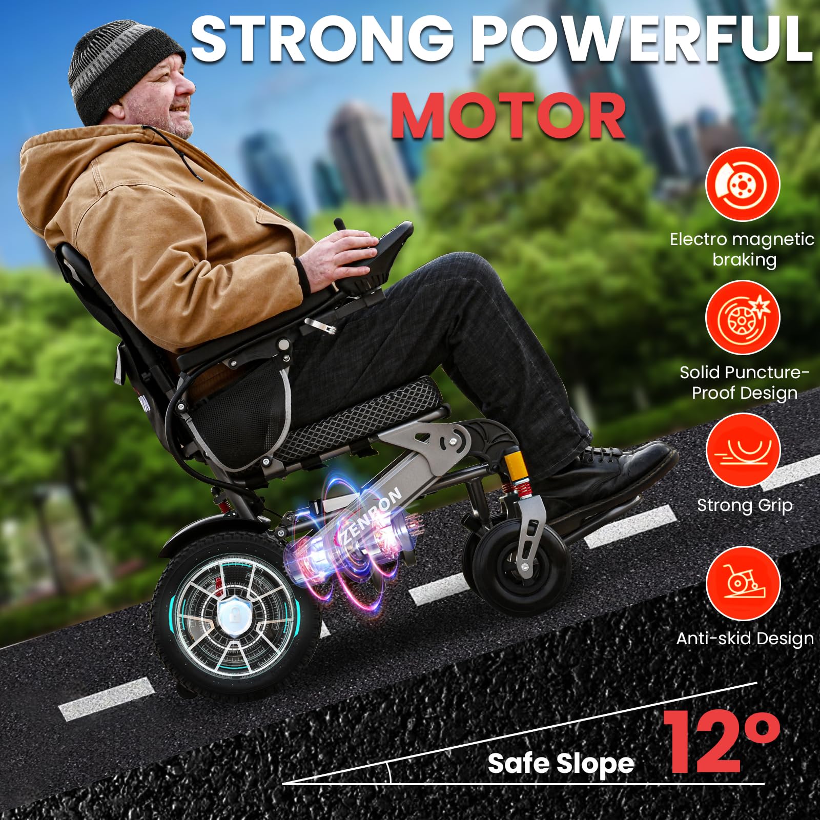 Sedia a Rotelle Pieghevole Leggera 35KM: Carrozzina Elettrica per Anziani con Funzione di Ripiegamento Automatico - 700W Sedia a Rotelle Elettrica Fino a 150KG