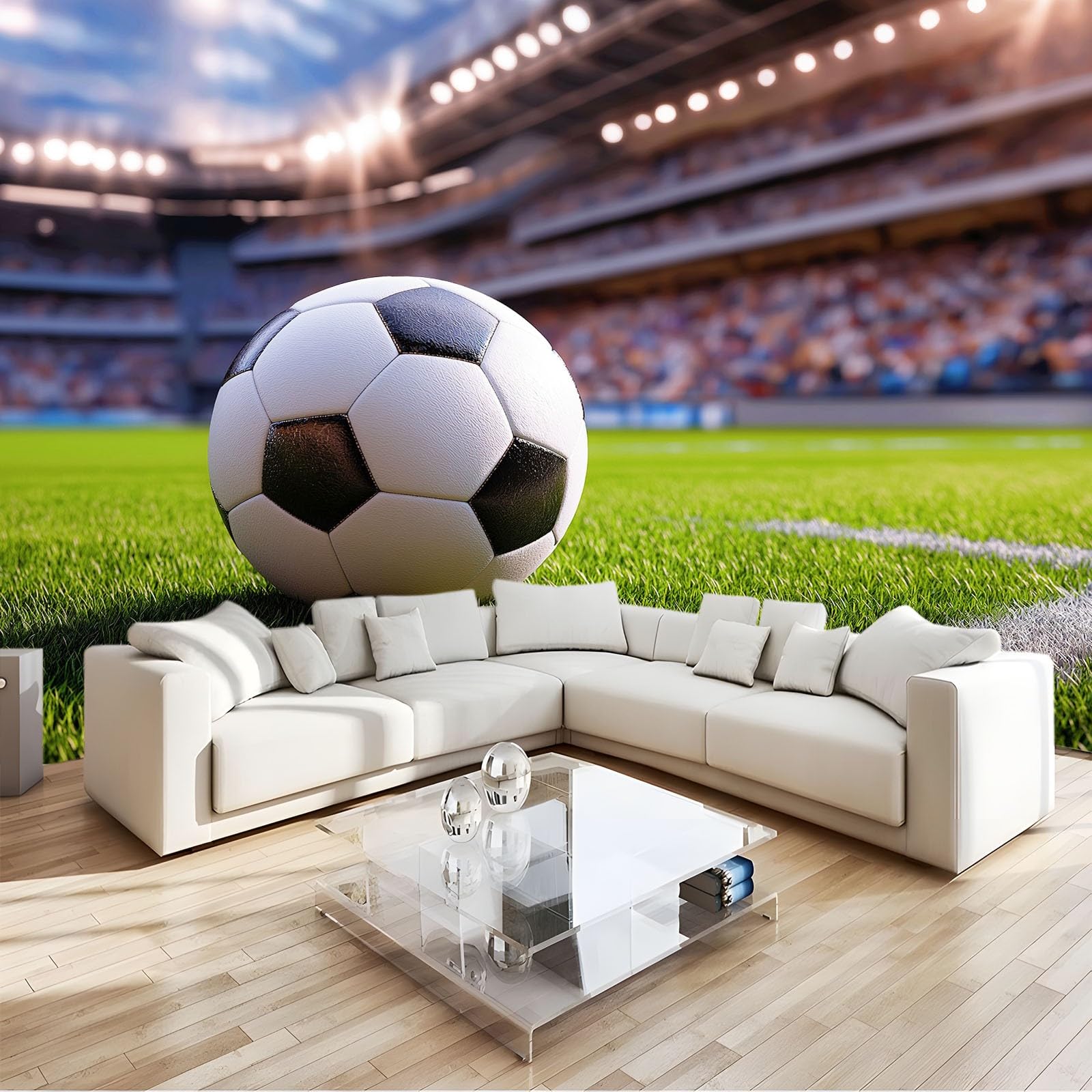 Multicolor Papel Pintado Tema Deportivo 350 X 256 Cm Fútbol Estadio Fotomurale 3D, Fotomurales Pared Tejido No Tejido Murales Fotográfico - Moderno Decoración De Paredes
