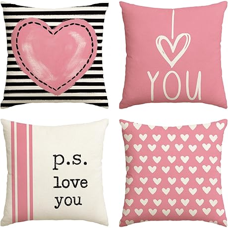Pink Valentines Decor: AVOIN Colorlife 18" Valentine's Day Pillowcases