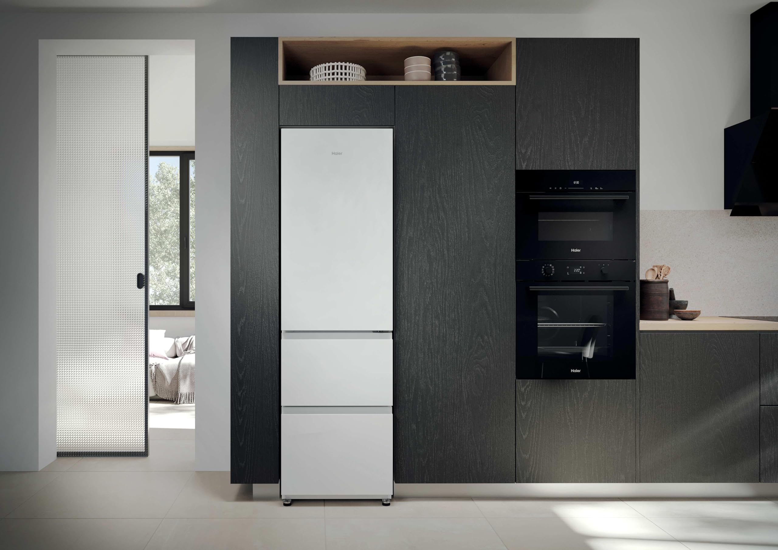 Réfrigérateur combiné inversé HAIER HTR3518ENMW