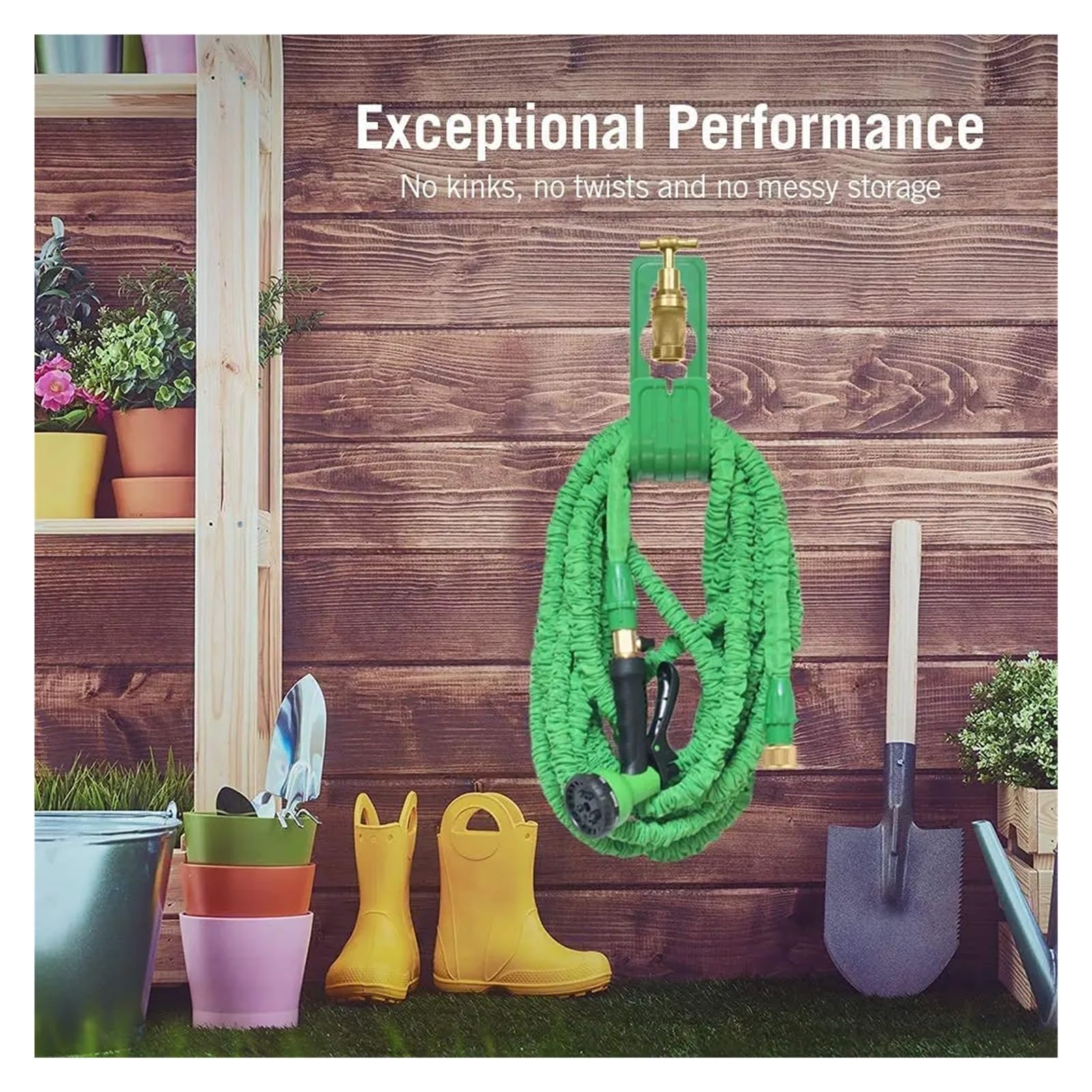 Manguera de jardín ligera extensible Manguera de riego de jardinería, riego telescópico, pulverizador multifuncional, pistola de agua de alta presión(Blauw,53m(175ft))