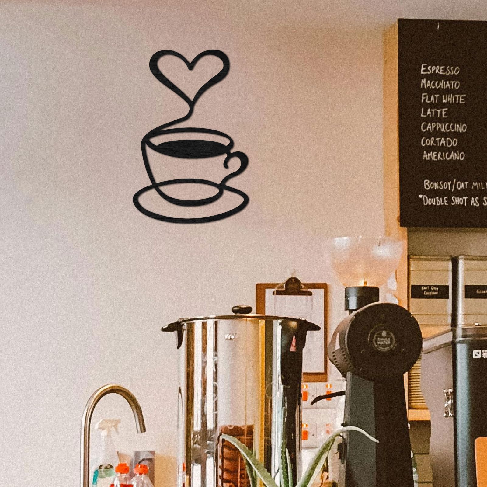 Set 3 Decorazioni Parete In Metallo A Forma Di Tazza Da Caffè | Stile Minimalista Nero | Ideali Per Soggiorno E Cucina