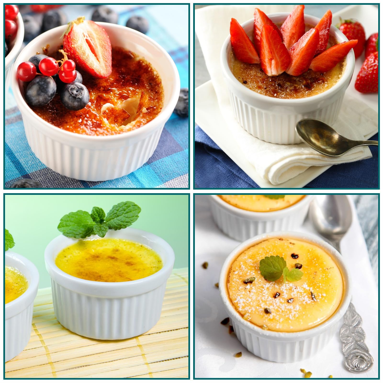 YOUNTHYE Set di 8 pirottini da 120 ml, in porcellana bianca, per soufflé, adatti al forno, per soufflé, budini, torte, gelati e salse
