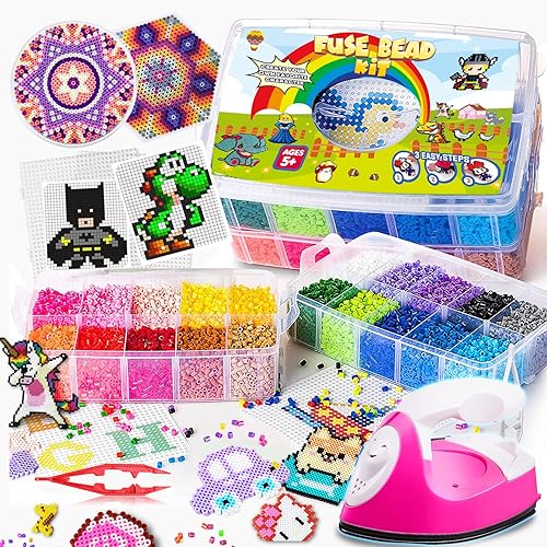 Goody King Juego de cuentas de fusible para tablero de hierro, kit de cuentas de fusible para manualidades infantiles con tablero de clavijas de