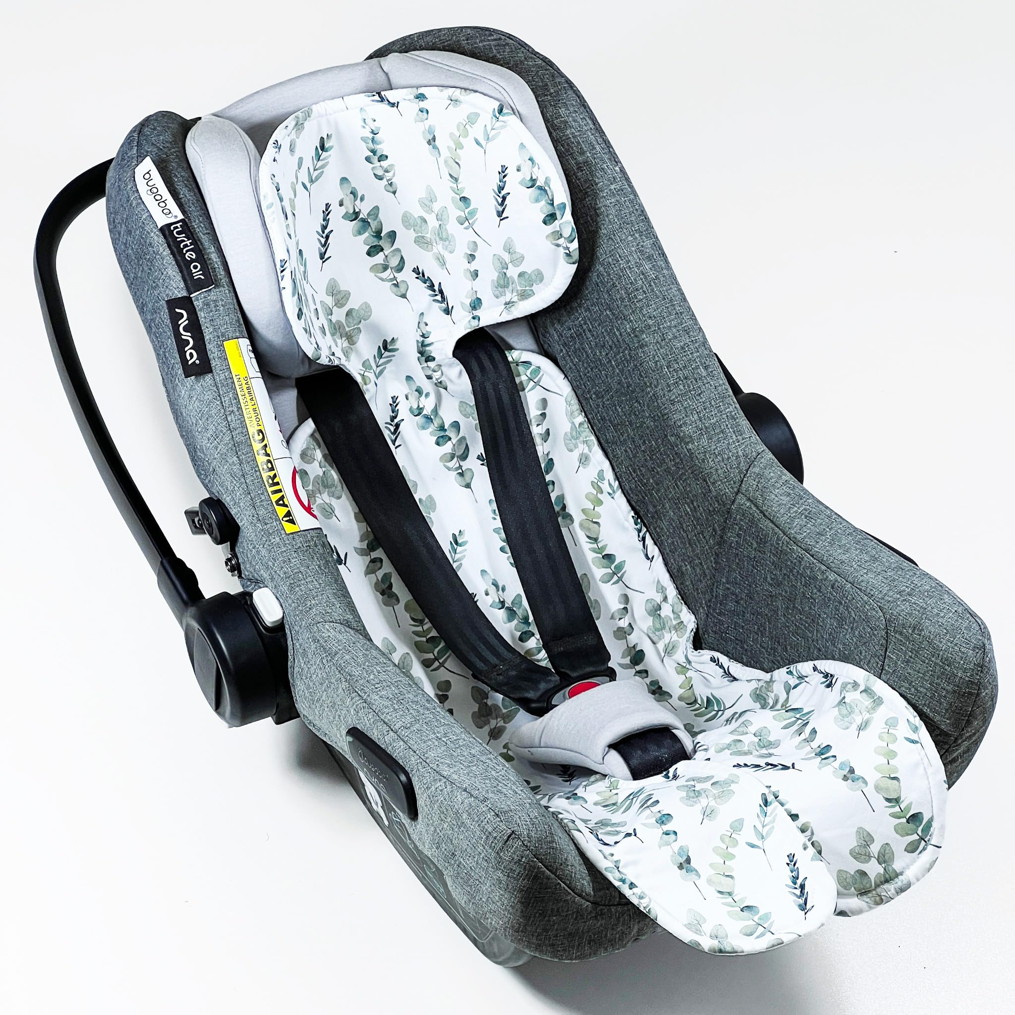 Asiento transpirable para silla de bebé para cochecito de bebé, antisudoración, grupo 0+ (0 – 13 kg), grupo I (9 – 18 kg), 100% algodón eucalipto, inserto para asiento de bebé