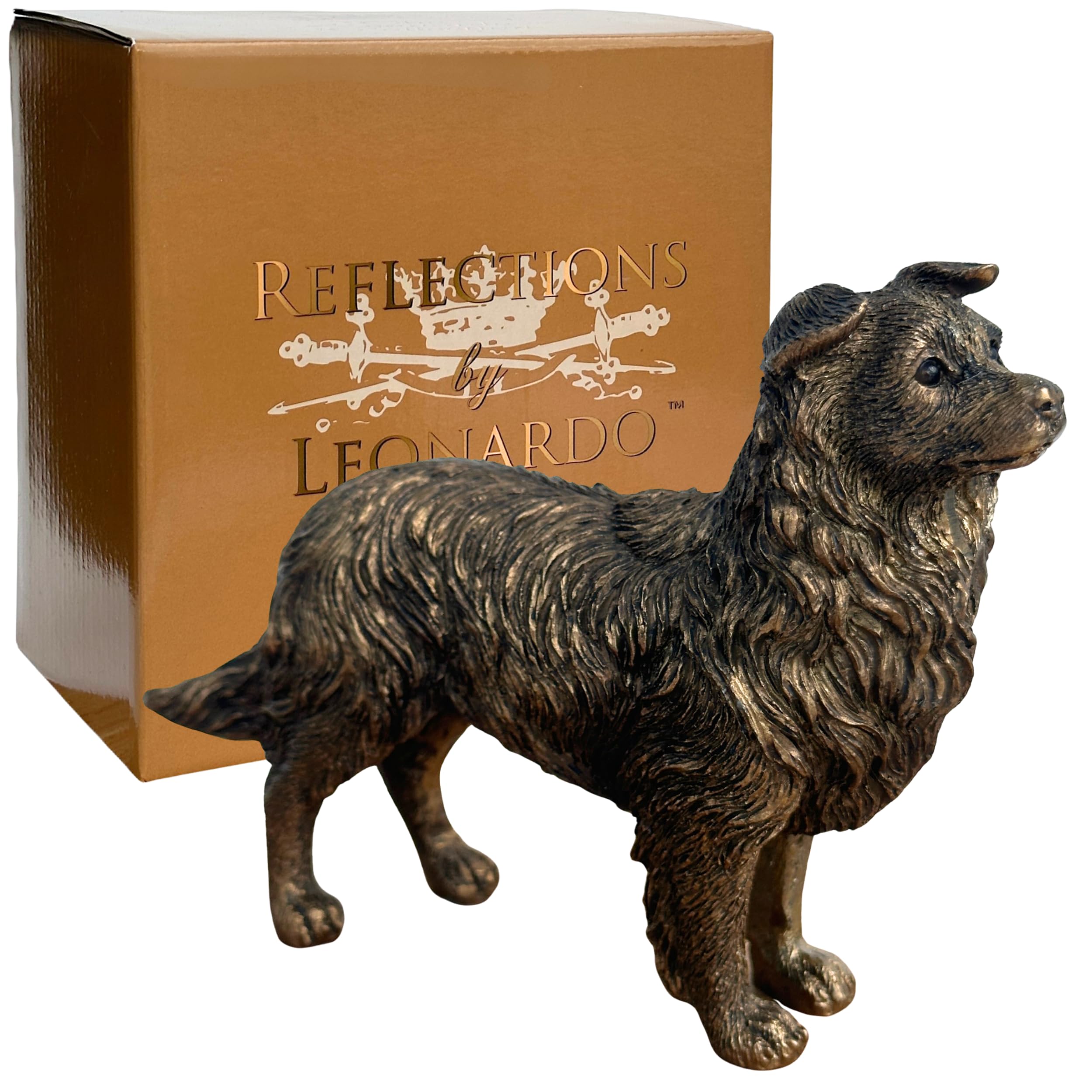Animal Crackers Border Collie Dog Figurine - Bronze - 14cm