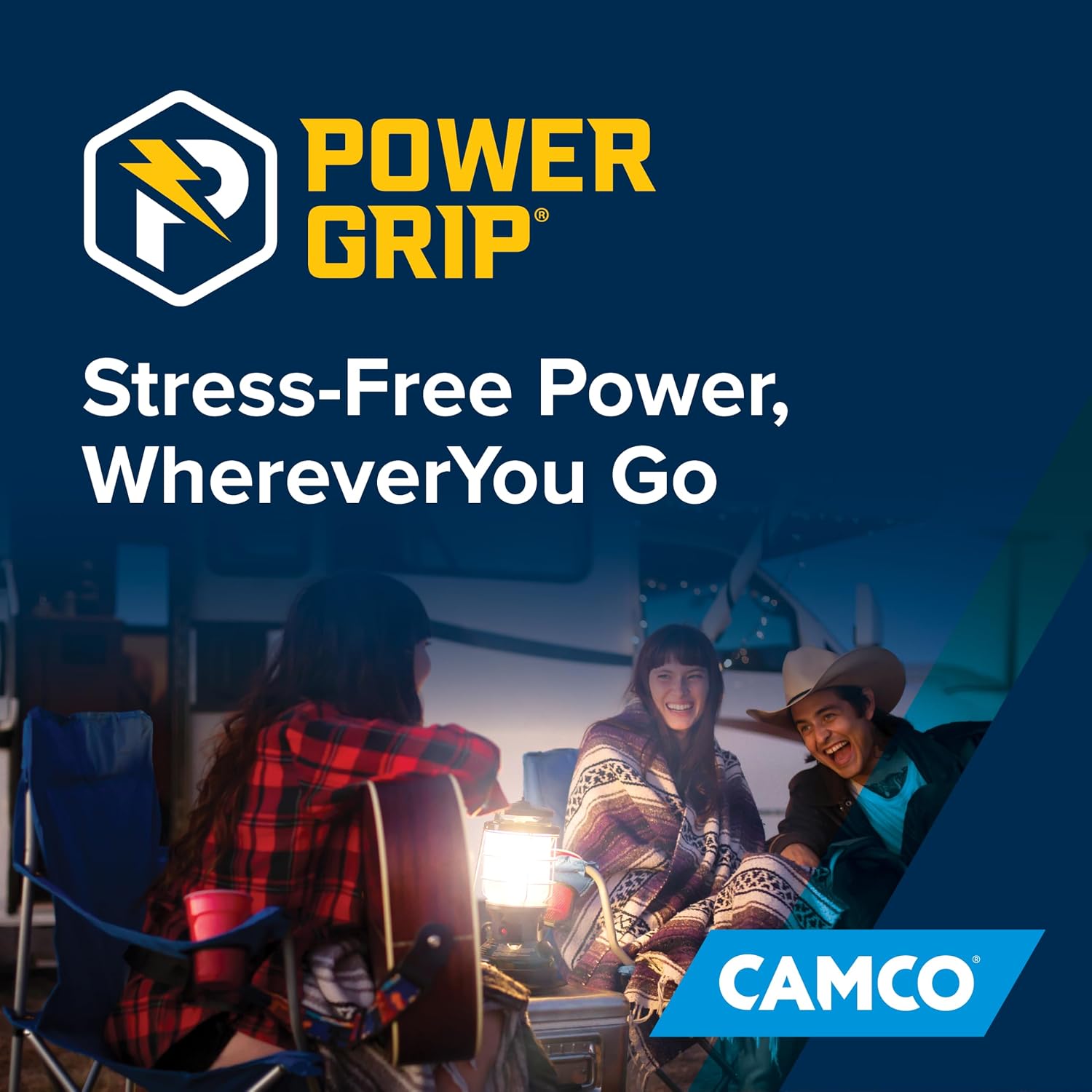 Camco Power Grip Electrical Offset Adapter - 50 amp to 30 amp RV Power Adapter - Offset Design to Relieve Cord Stress (55135)