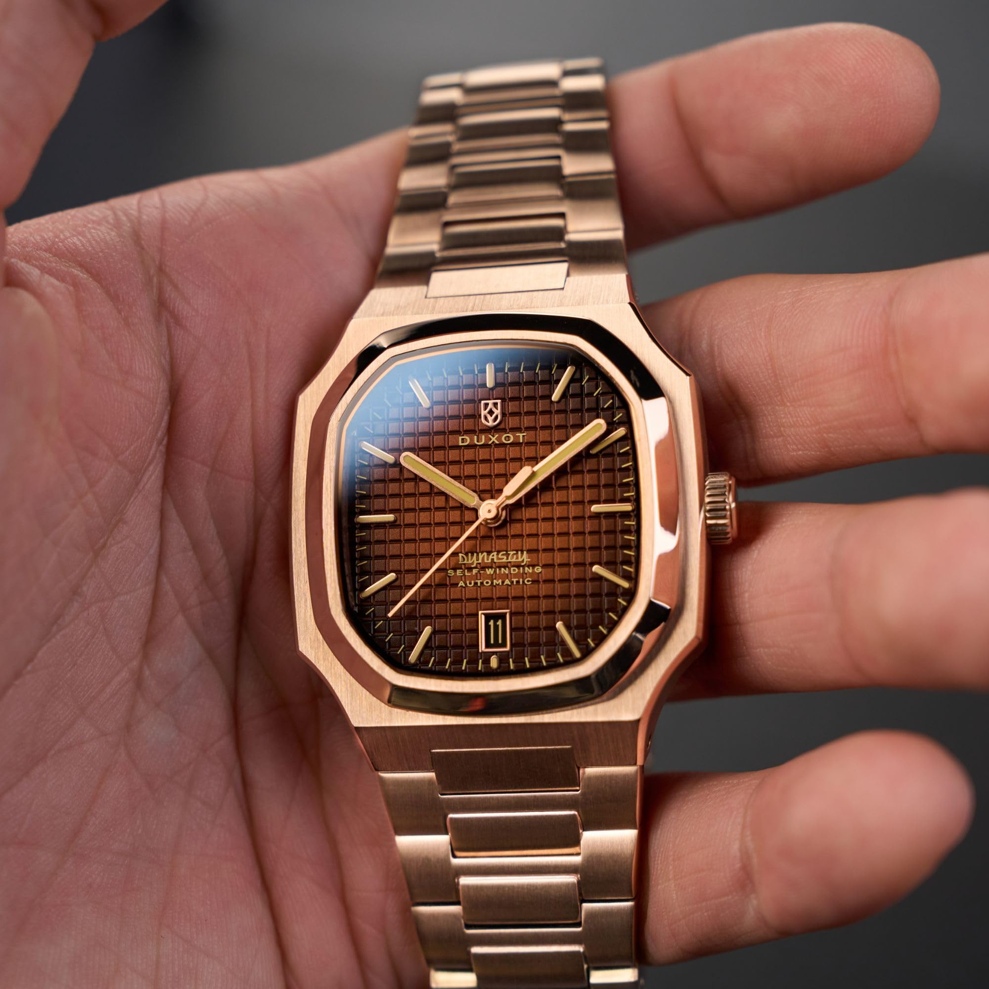 DUXOT Orologio automatico Colmar da uomo, 38 mm, con cinturino in acciaio inossidabile massiccio DX-2069