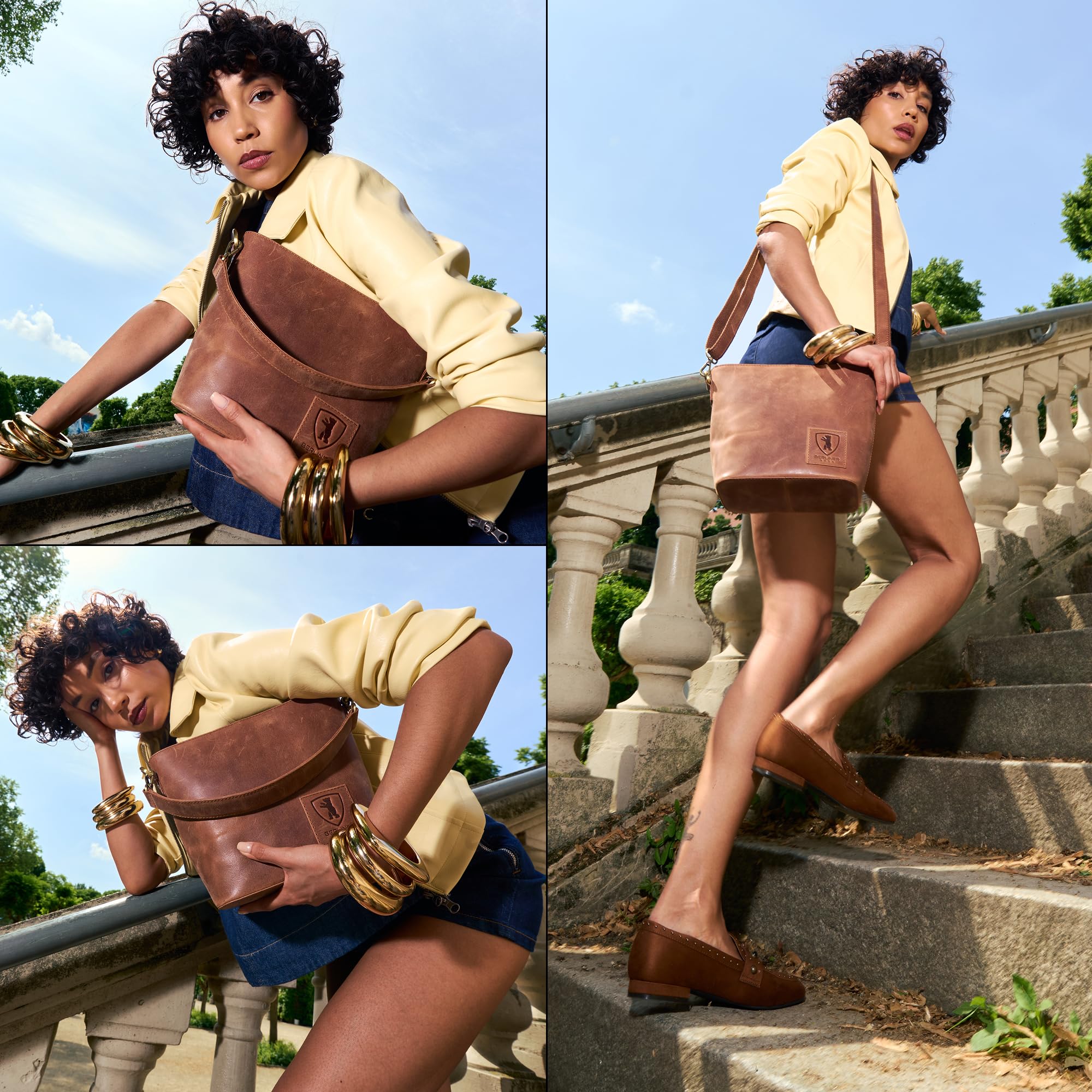 Berliner Bags Schultertasche Madison, Mittelgroße Umhängetasche aus Leder, Crossbody Bag, Handtasche für Damen