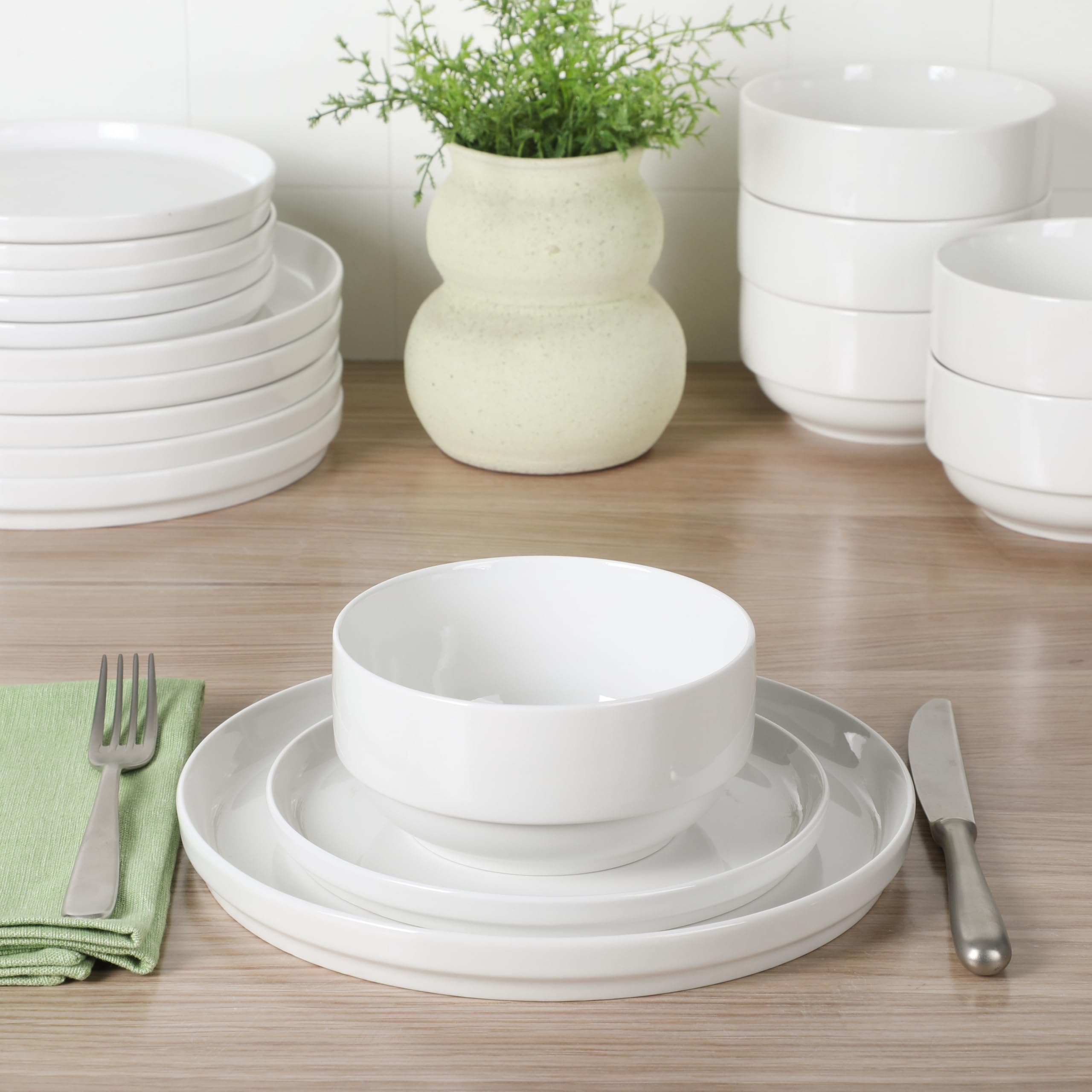 Gibson Home Rothernberg zestaw 18 talerzy i misek z białej porcelany 18 sztuk
