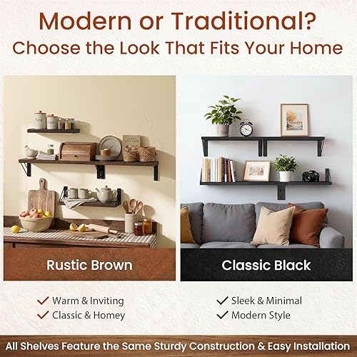 Miniatura 7 de BAYKA Estantes de pared para decoración de dormitorio, estantes flotantes para pared, sala de estar, almacenamiento de cocina, estantes flotantes