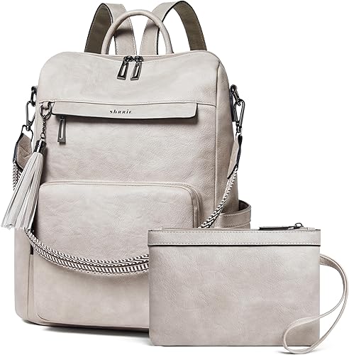 Miniatura 24 de Shrrie - Mochila de cuero vegano para laptop para mujer de 14 pulgadas, mochila de trabajo, mochila de moda, mochila de viaje, bolso para negocios y