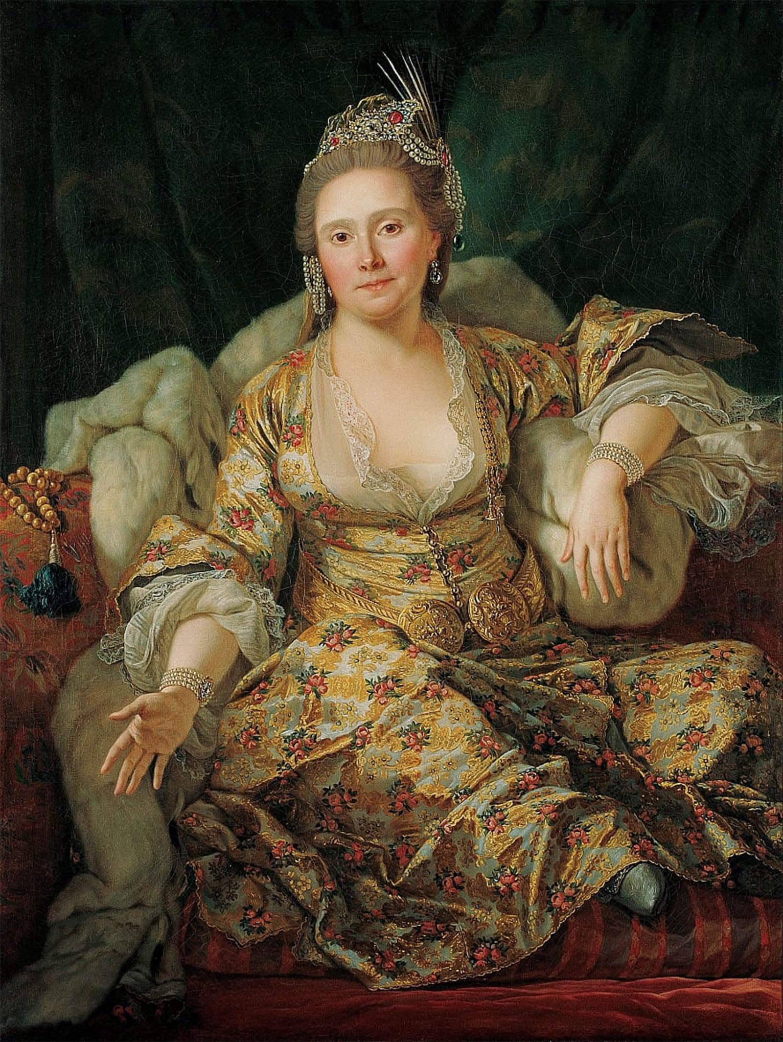 SERENDIPITP Vintage Picture Print on Canvas Wall Art Poster Portrait of the Countess of Vergennes in Turkish Attire by Antoine De Favray Artwork Print Poster for Wall Decor 60x90cm