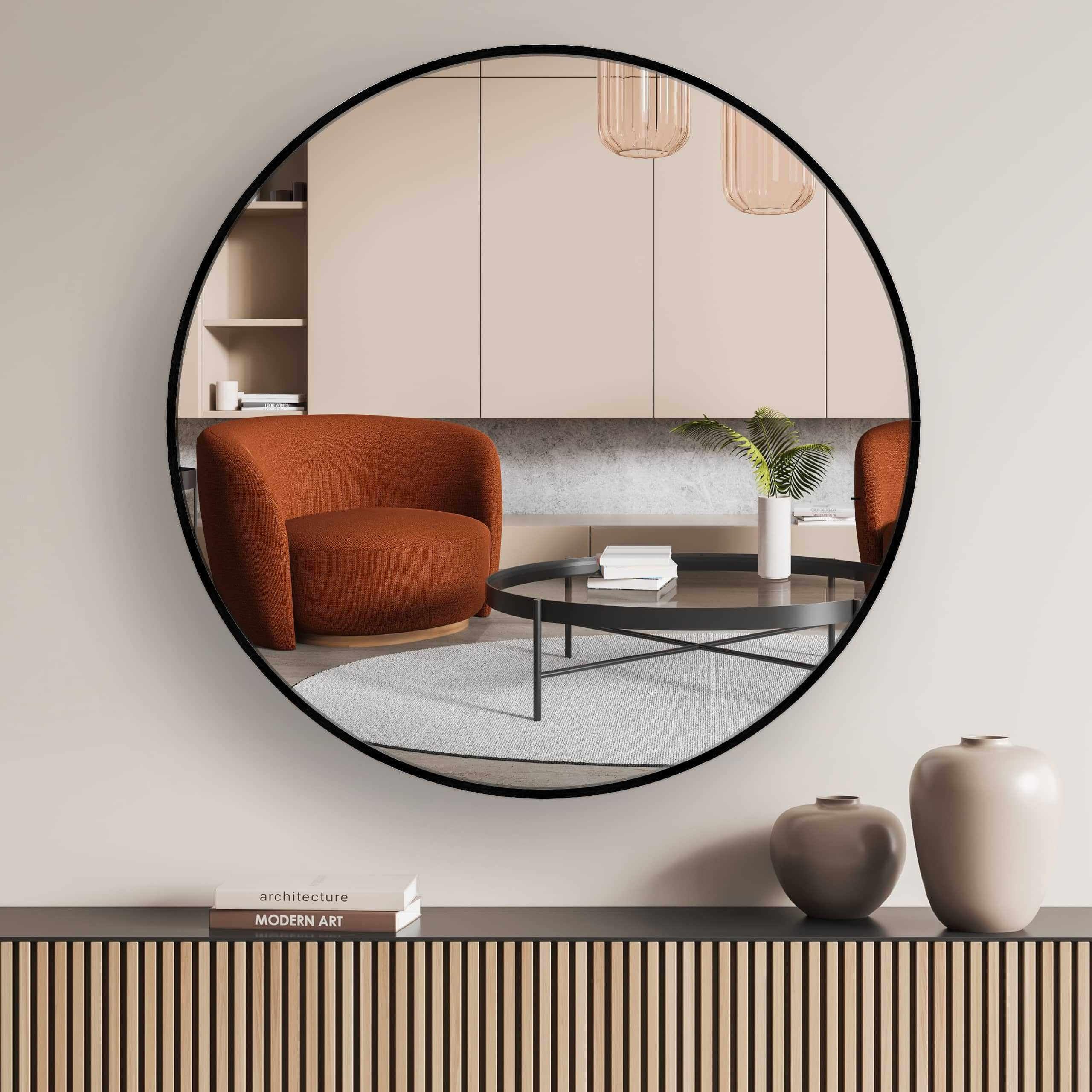 Nielsen Design    Black Jaron Round Wall Mirror - Aluminium Frame in Size 80cm, BrandAlley