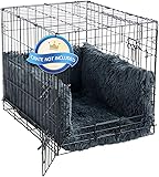 HOMBYS Fluffy Dog Crate Bumper with Dog Mat (Crate NOT Include)-Soft Faux Fur Crate...