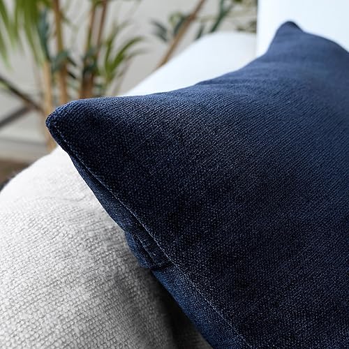 Miniatura 4 de Encasa - Juego de 2 fundas de almohada de felpilla gruesa, color azul marino, (20 x 20) (19.7 x 19.7 in), fundas de almohada cuadradas decorativas