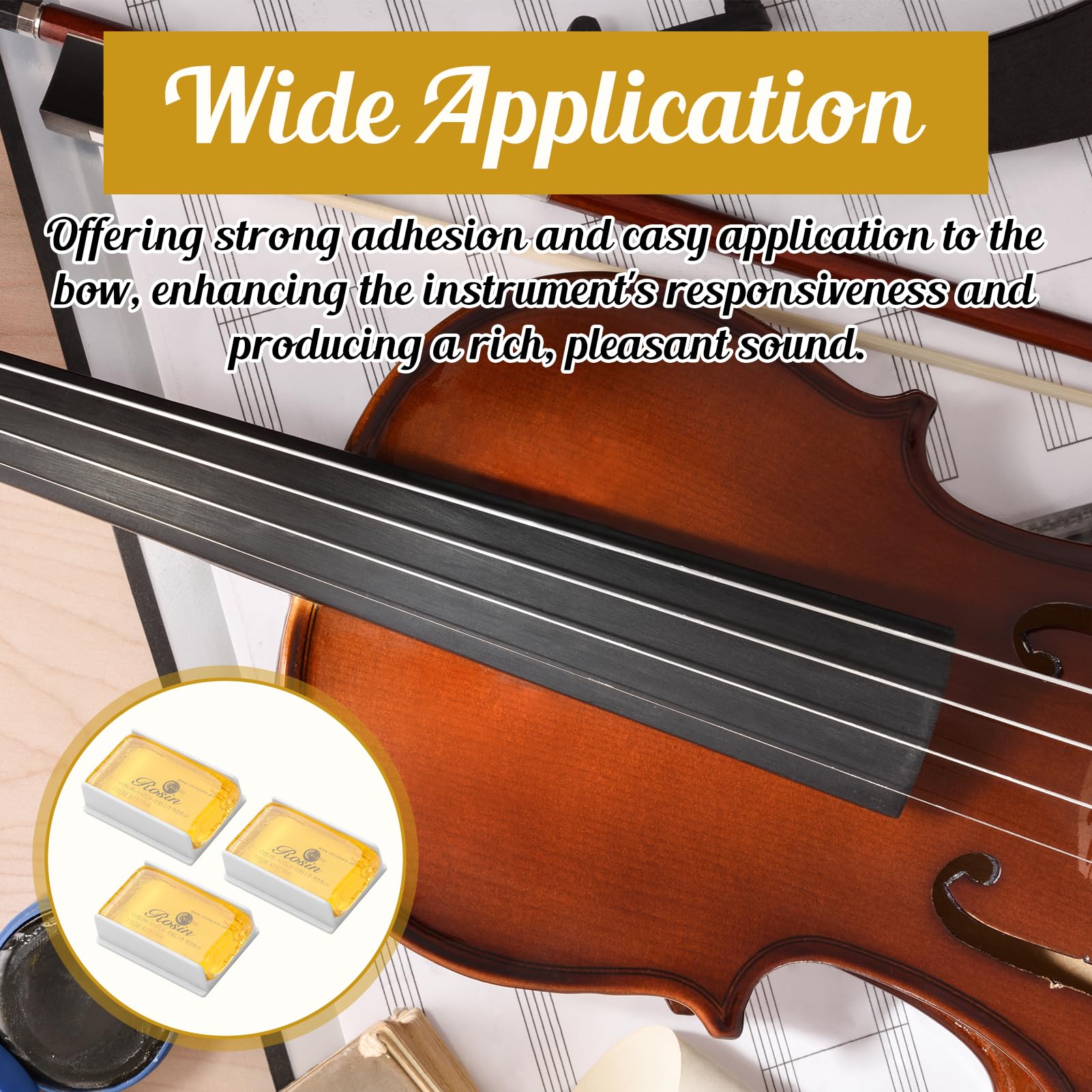 3 PCS Colophane Naturelle, pour Violon alto et Violoncelle, Colophane Violon Faible Poussière Transparente, Adhérence Parfaite, Rosins Universels pour Instruments à Cordes Classiques