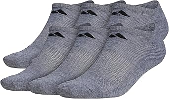 adidas Men's Athletic Cushioned Socks, 6-Pack No Show with Arch Support