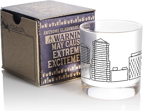 Miniatura 7 de Toasted Tales Philadelphia Skyline - Vaso de whisky  Ciudades de garabato de vidrio de Filadelfia  11 oz. Diseño de ciudad urbana de vidrio antiguo