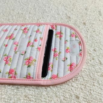 Quilted Kindle Sleeve Cover - Padded Cotton E-Reader Sleeve with Padding & Velcro Closure, Compatible with Kindle Basic, Paperwhite, and ColorSoft (Petal Whisper - White)