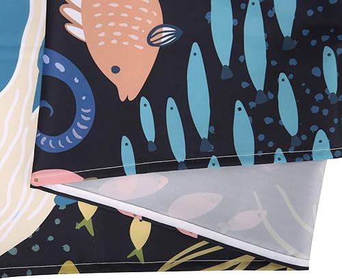 Miniatura 7 de LIVILAN Cortina de ducha para niños, diseño de animales lindos con ganchos bajo el mar, decoración de baño de dibujos animados, 72 pulgadas de ancho