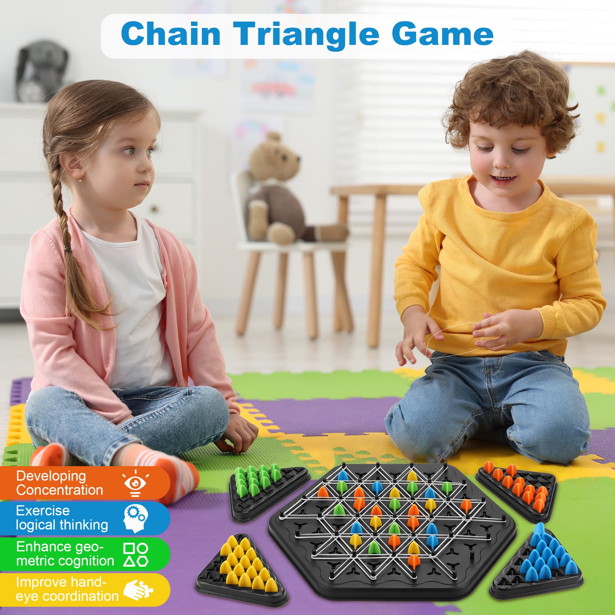 Jeu Créatif Adultes Enfants Jeu Stratégie élastique Triangle - Knot Logic Pour 2-4 Joueurs - Stimule Logique Et Créativité - En Famille Triggle Jeu King Jouet