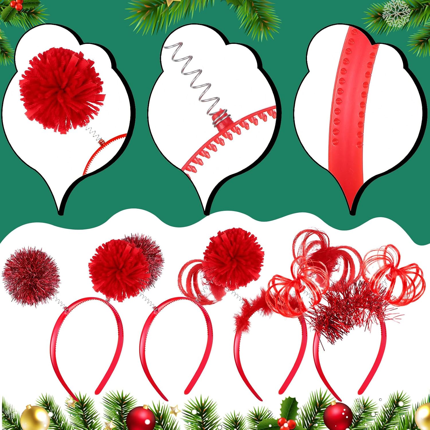 Censen 16 Pcs Halloween Pom Pom Headbands Spirit Party Accessories