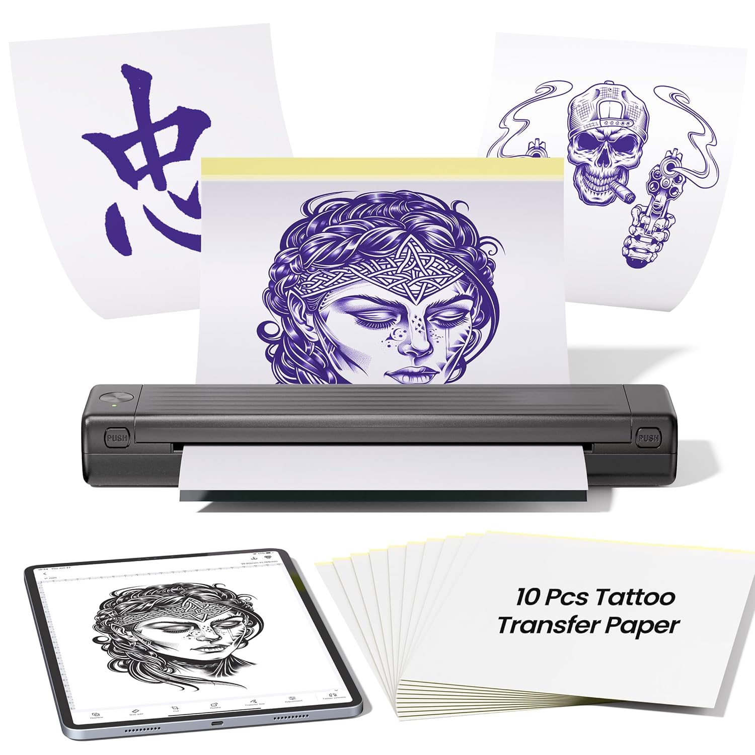 Phomemo Wireless Tattoo Stencil Printer, Thermal Printer for Temporary Tattoos, Bluetooth Machine With 10Pcs Transfer Paper