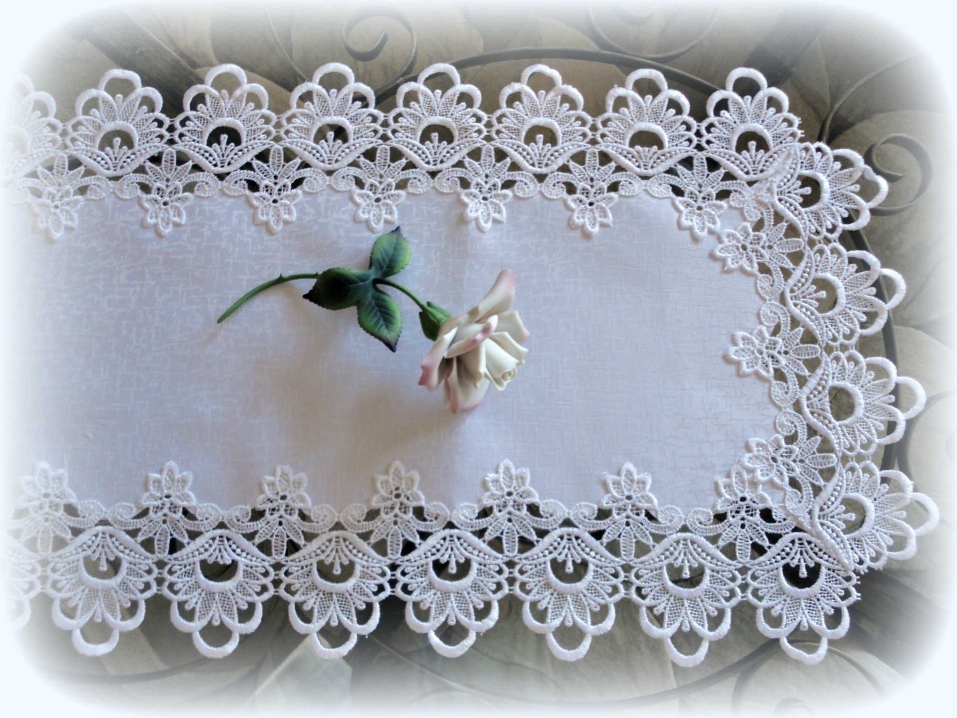 lace dresser scarves Scarf Table Runner White Flower European Doily 36