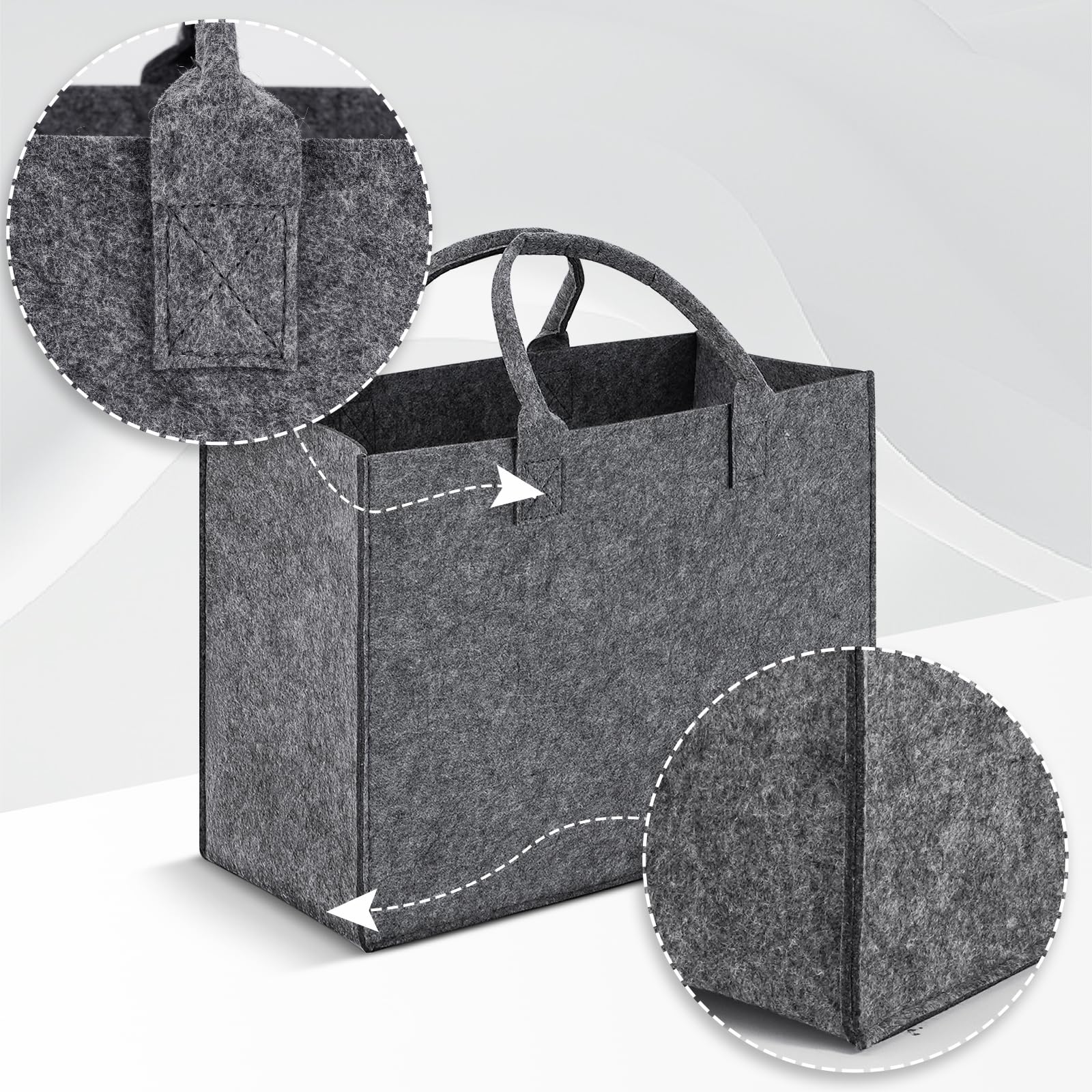 Fhtase Pack of 2 Felt Shopping Bag, 40 x 30 x 20 cm Felt Bag Shopper, Felt Foldable Carry Bag for Outdoor Trips Picnic - Image 4