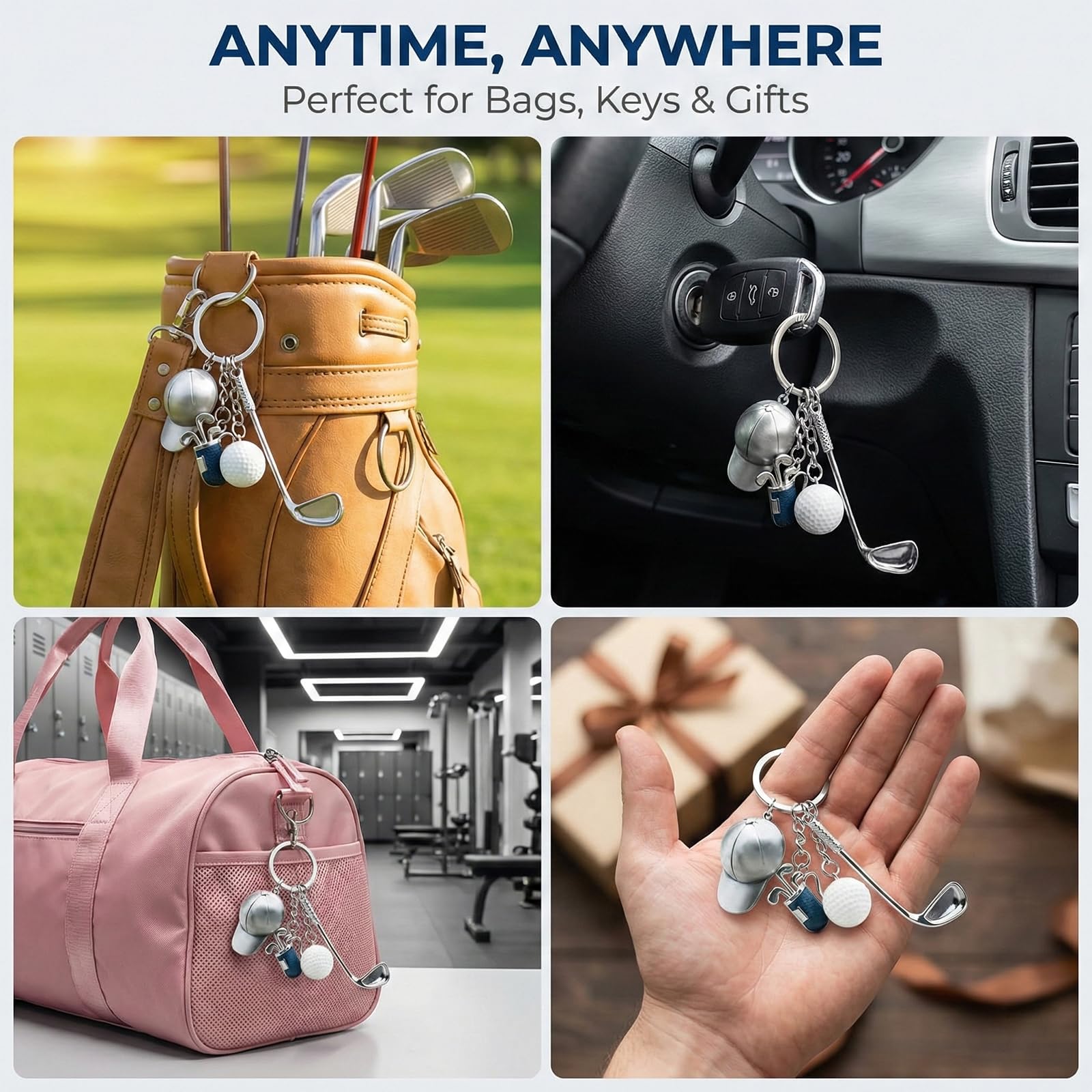 Llavero de Golf Mini Palo Colgante Bolsa Regalos Hombres Mujeres Pelota Deportes