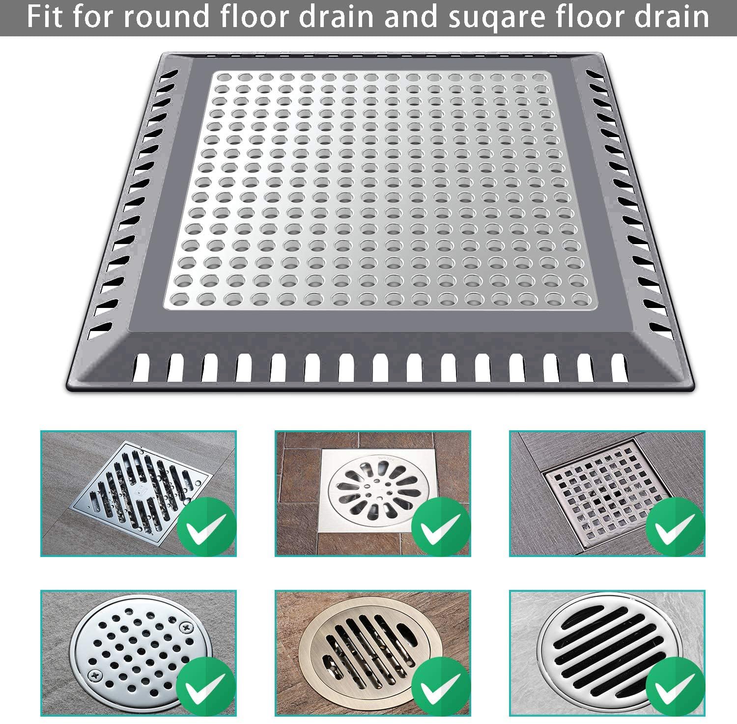 Duschablauf Haarfänger / Abflusssieb / Duschablauf Abdeckung für Badezimmer Bodenablauf Edelstahl und Silikon (patentiertes Produkt)