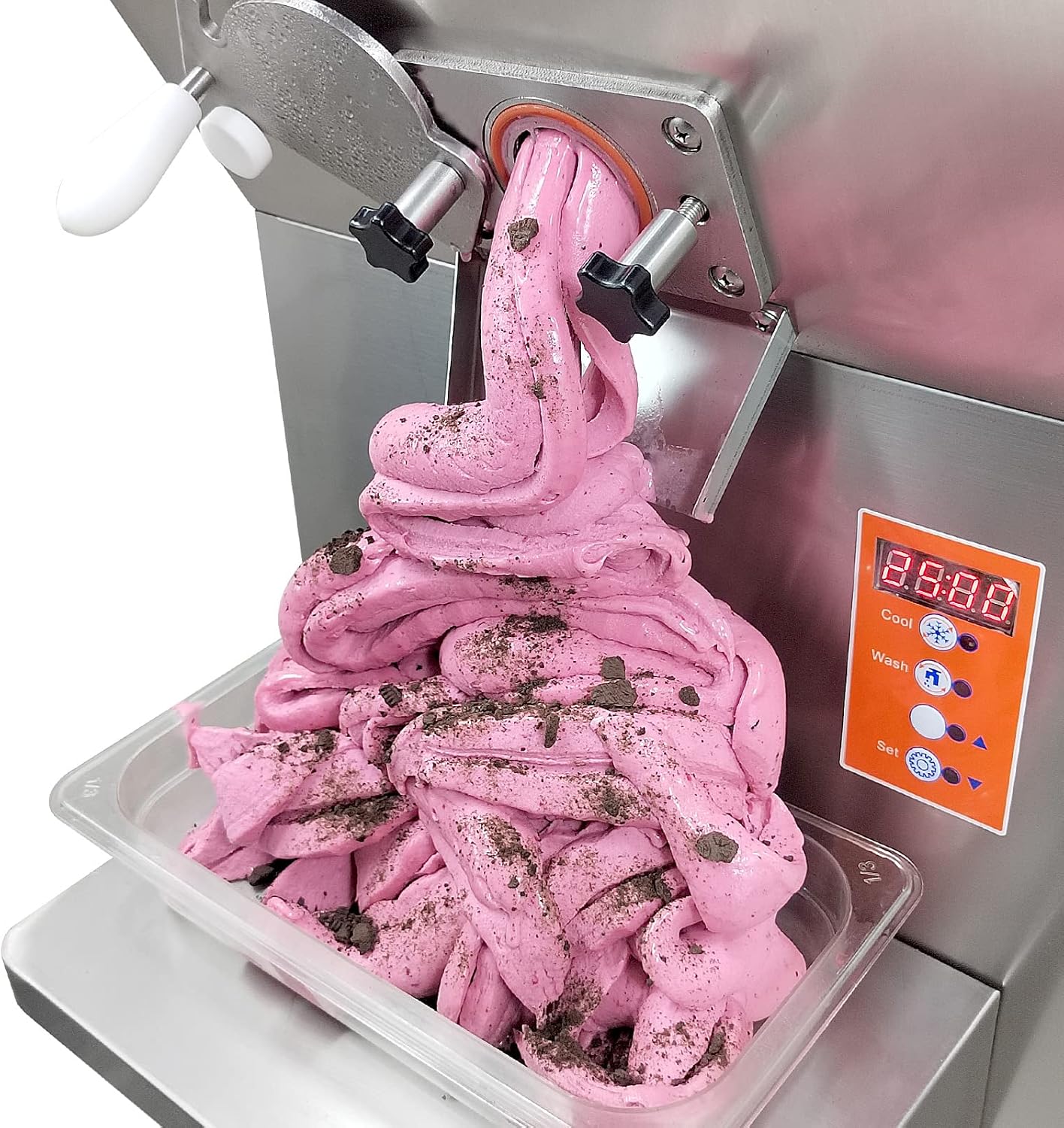 Commercial Hard Ice Cream Machine, 5.8L Cylinder Gelato Ice Cream Maker, Frozen Yogurt Creami Desser Maker Batch Freezer, Output: 25-30L/hour