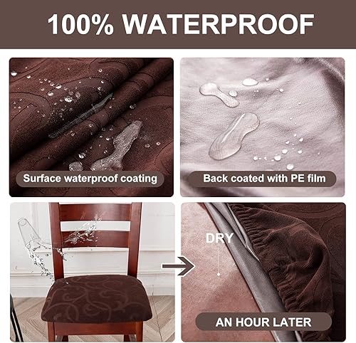 Miniatura 3 de Genina Fundas de asiento impermeables para sillas de comedor, fundas elásticas para sillas de comedor, fundas protectoras para sillas de cocina,