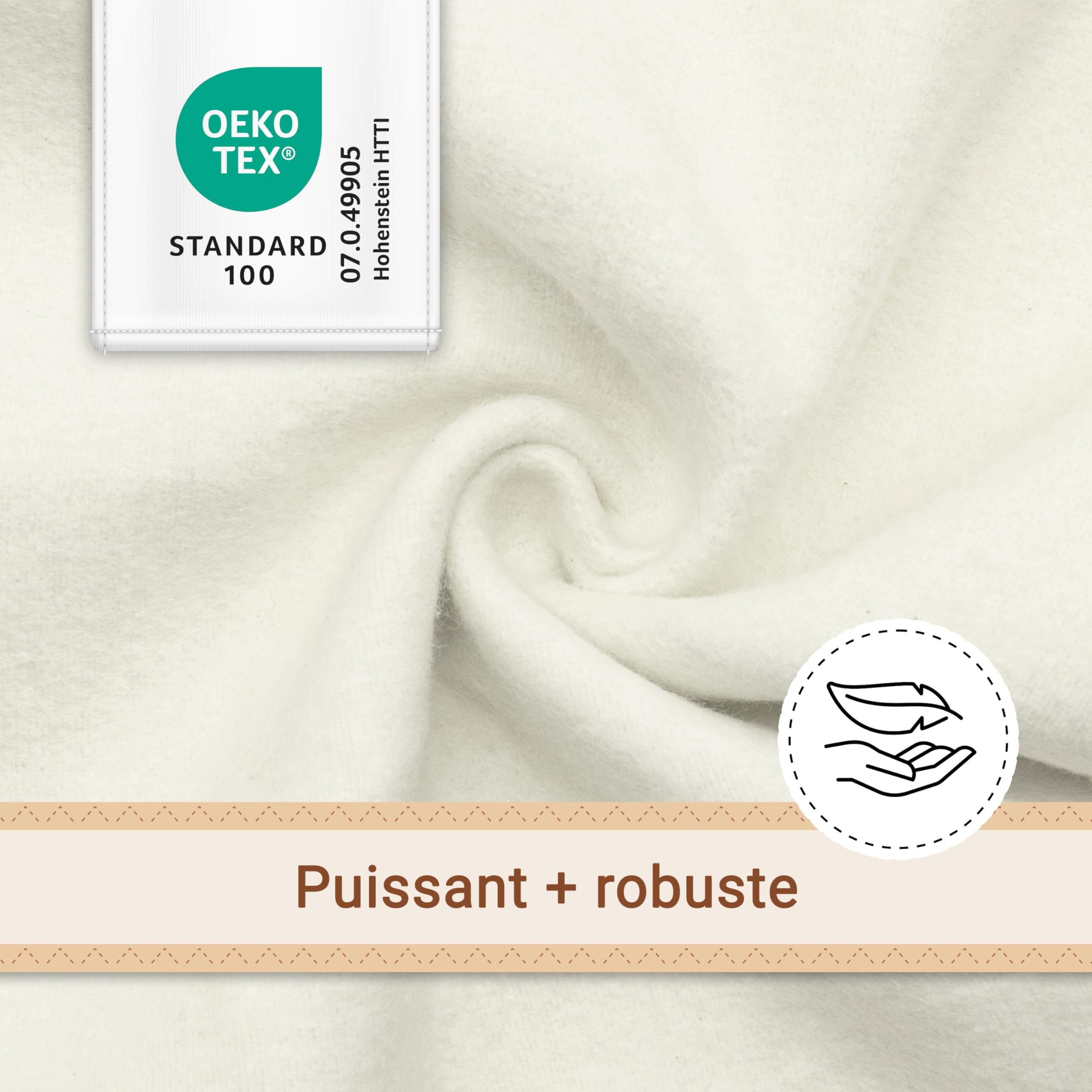 ZOLLNER Set de 5 Chiffons molletonnés en 80x80 cm en Coton - Matelas à Langer très Absorbant - Doux et Chaud - Lavable jusqu'à 95°C - en Blanc Nature - certifié Oeko Tex®