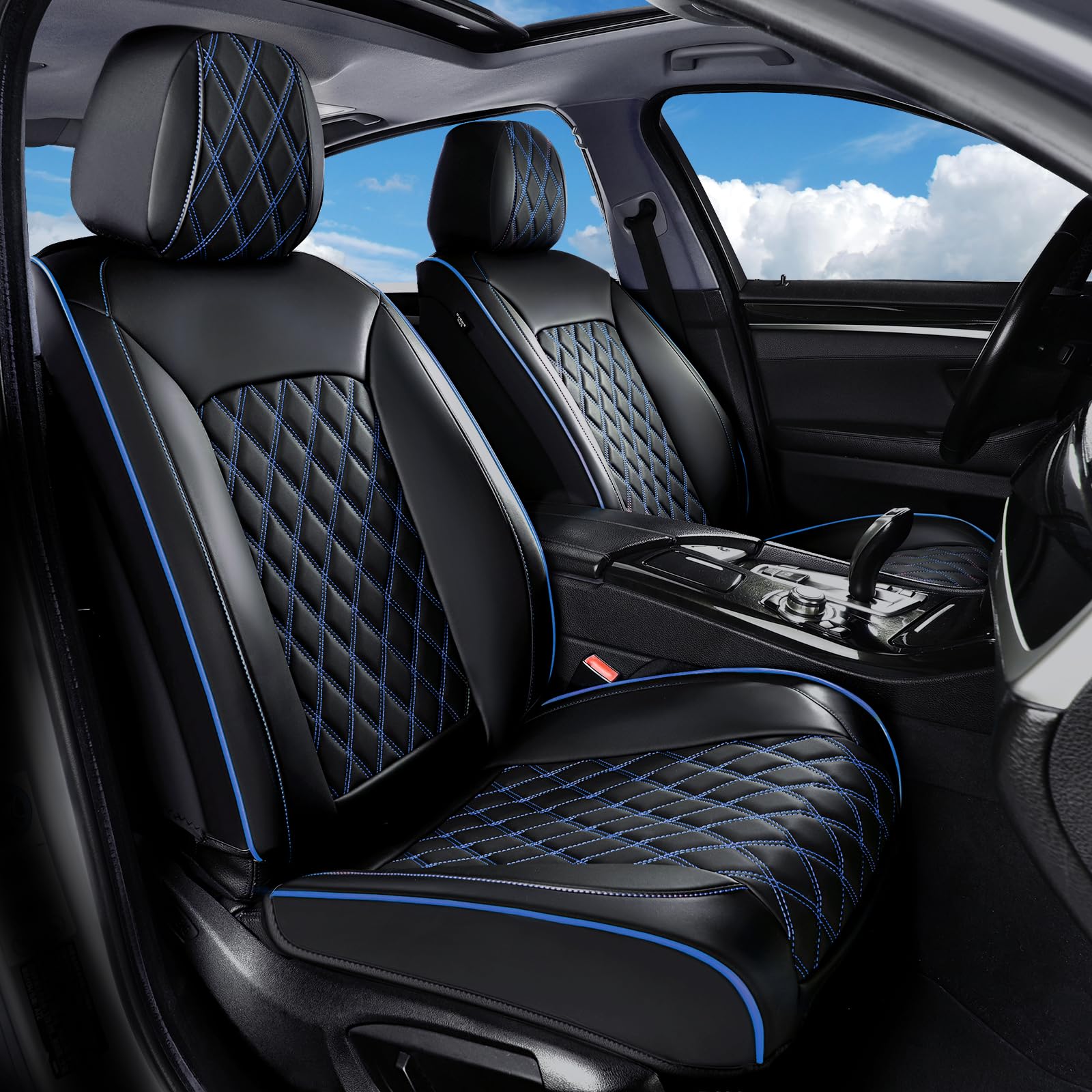 Huidasource Car Seat Covers Front Seats, Leather Front Seat Covers, Truck Seat Covers Universal Fit Front Seat, Airbag Compatible, for Most Cars, Vans