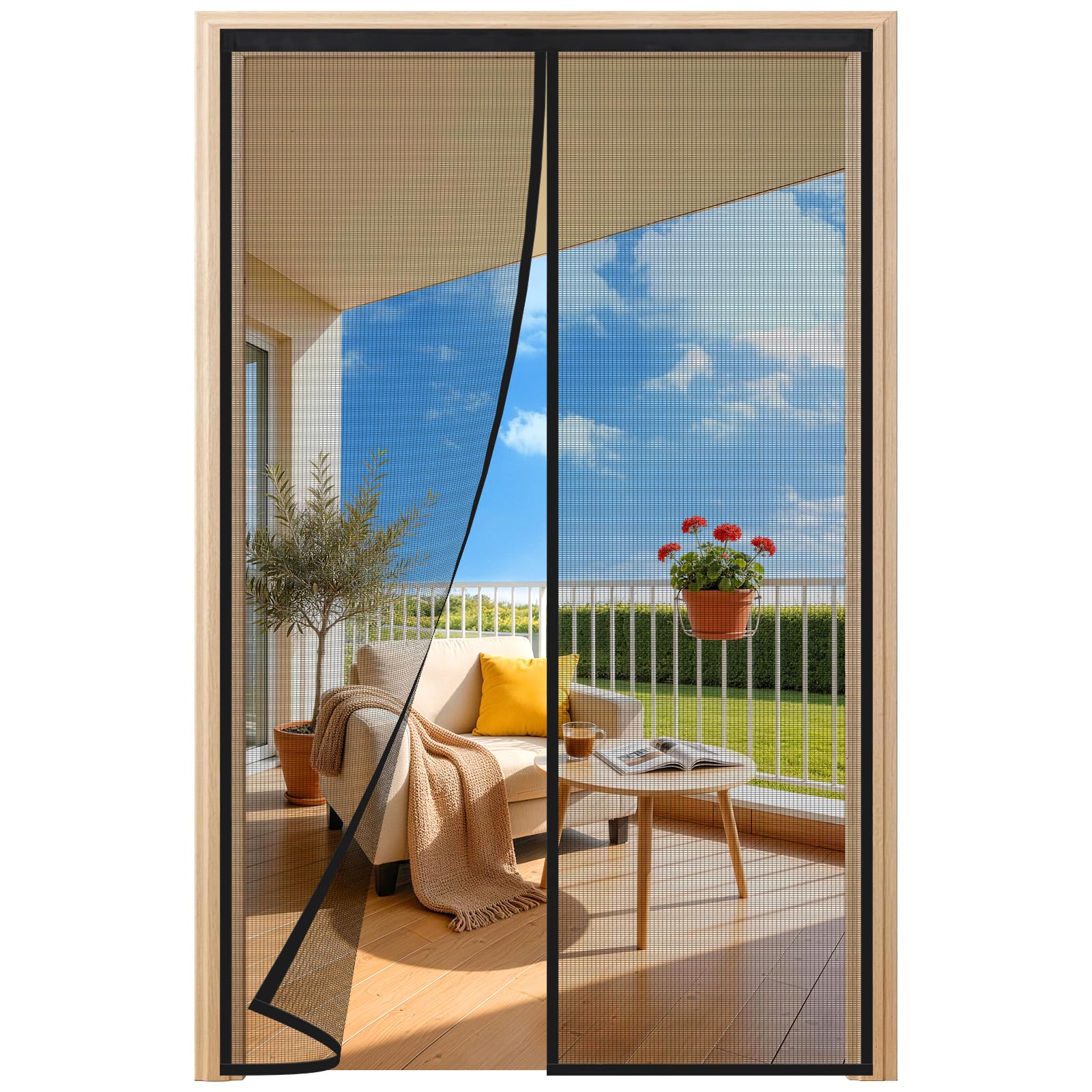 HALIDOOR Fliegengitter Balkontür, Magnetische Fliegengitter Tür Ohne Bohren, Lichtdurchlässig, Reißfestes Polyester-Material, Insektenschutz, Einfache Montage, Nicht Kürzbar
